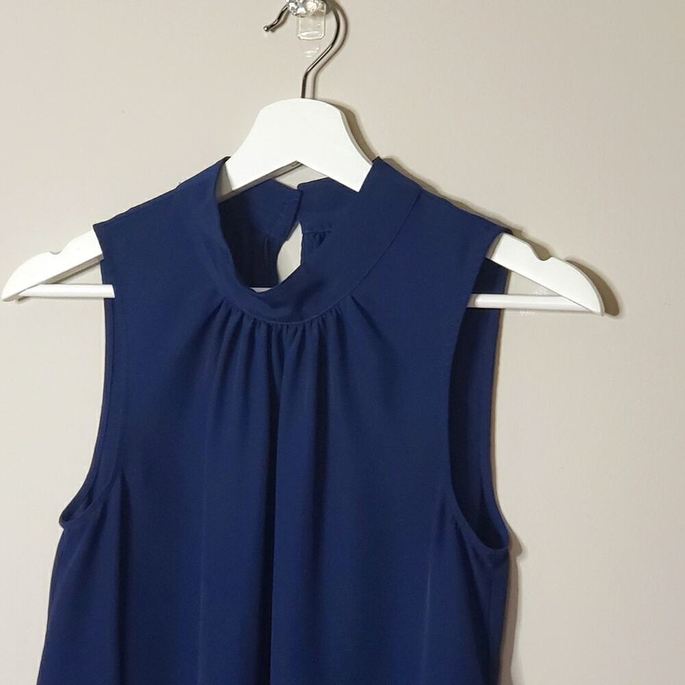 MODCLOTH | Sleeveless High Neck Blouse Navy | S - Picture 2 of 4